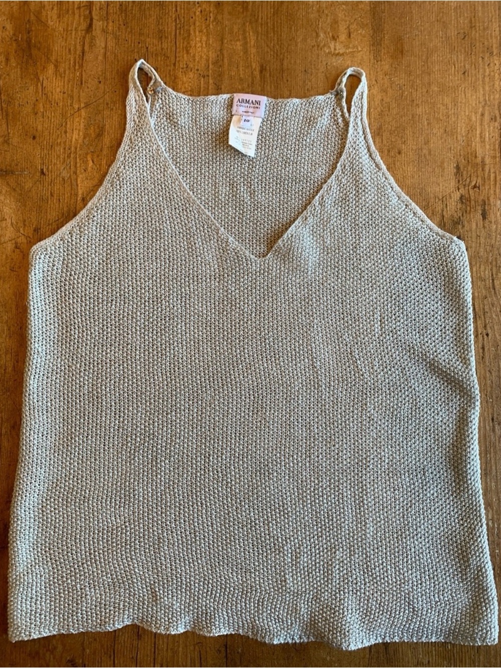 Armani Collezioni 100% Linen Knit Tank Top 10 Luxury Minimalist Costal Grandma - Picture 2 of 7